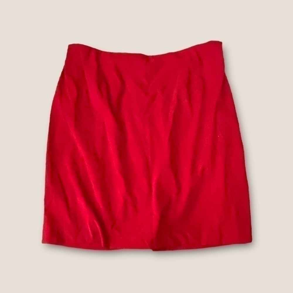 Vintage 70s Leslie Fay Pencil Skirt Red 24WP